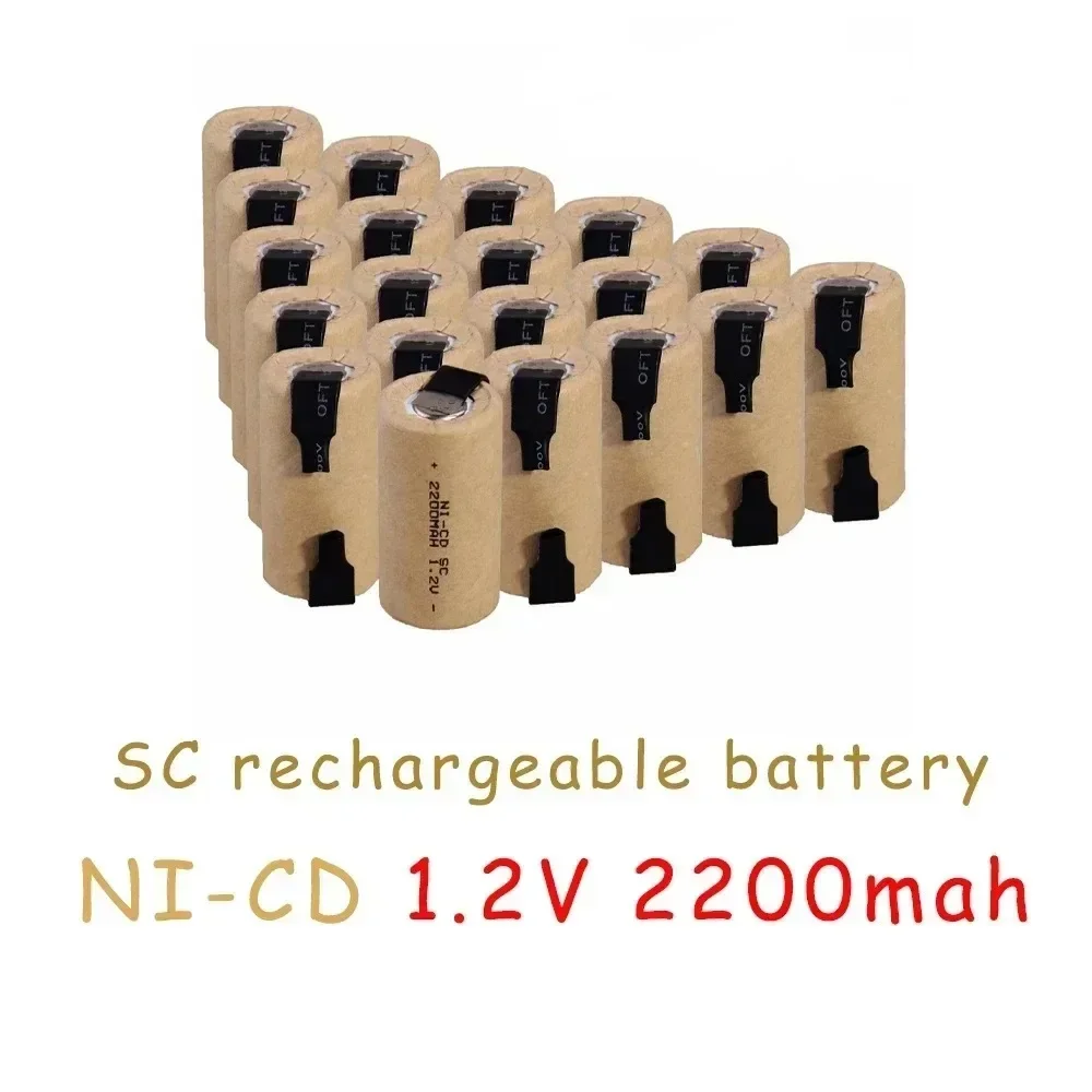 1-30pcs New Screwdriver Drill SC 1.2V 2200mah Battery SubC Ni-Cd Rechargeable Battery with Label Power Tool Ni-Cd SUBC Battery