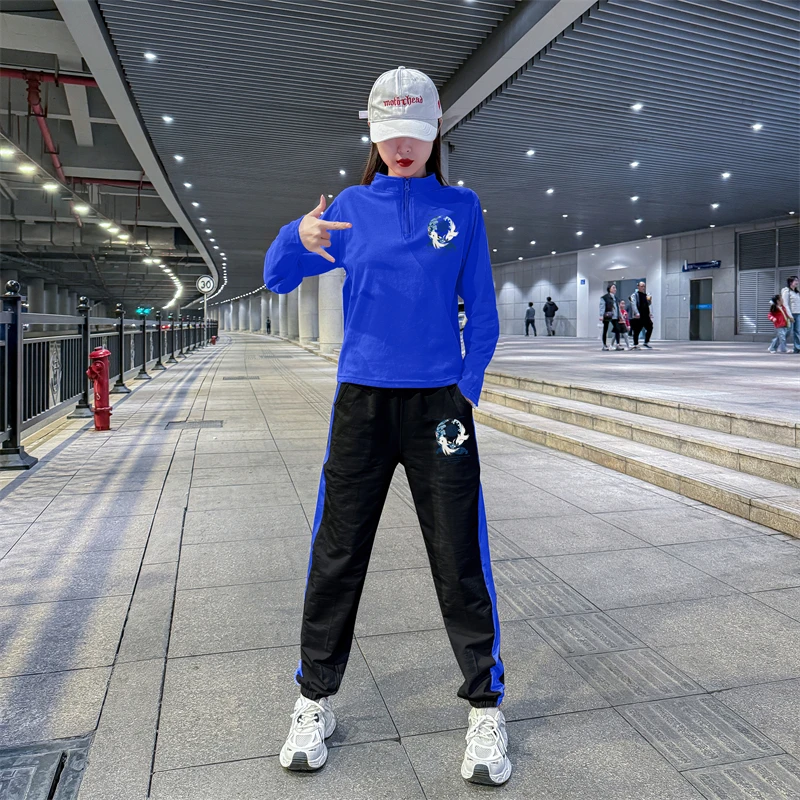 

Моющийся комплект спортивной одежды для кадриль, женский костюм для джазового танца Fitn, повседневный длинный хлопковый костюм из двух предметов Sve