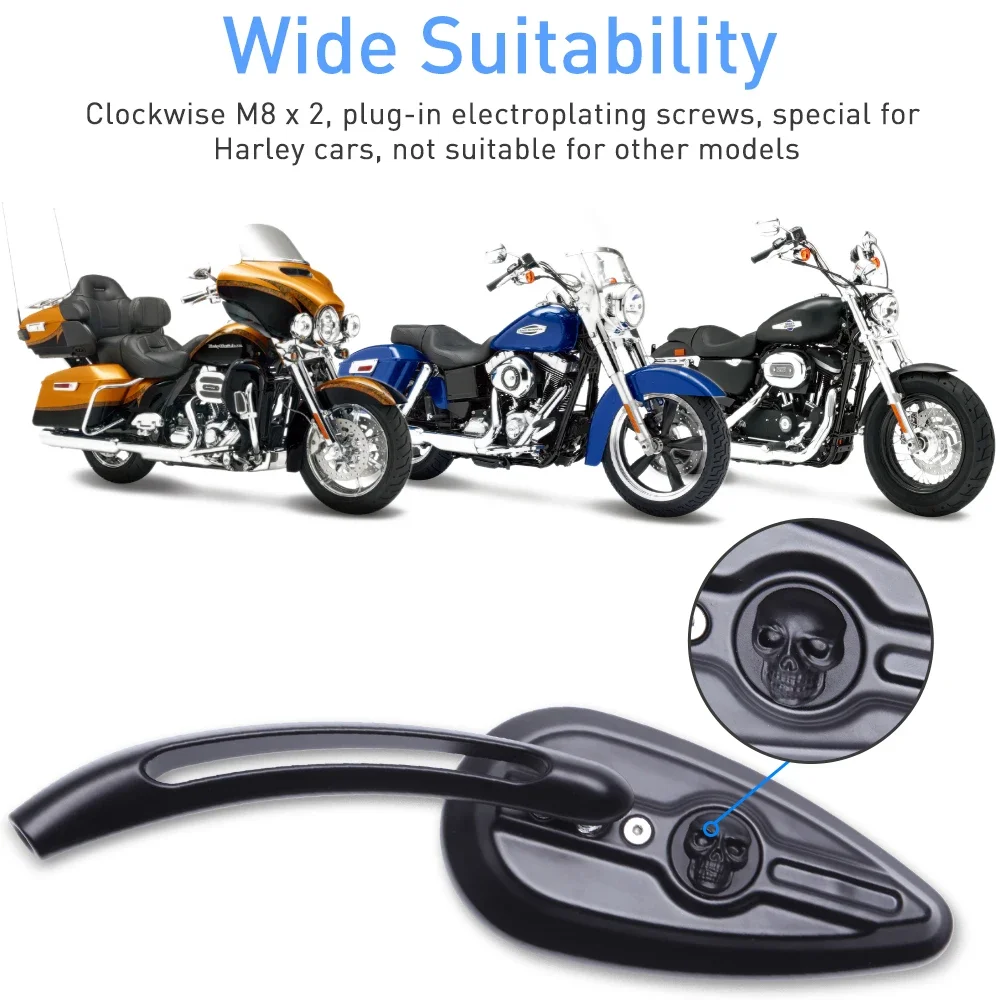 for Harley Street Glide Special Sportster 1200 883 Rear View Mirrors Accessories Motorcycle Skull Teardrop Rearview Side Mirrors