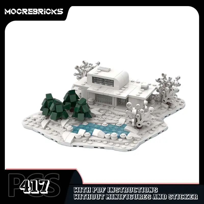 MOC Snow Scene House Building Blocks Set - Modello di esposizione del cottage invernale Giocattolo per ragazzi e ragazze Idea regalo di Natale