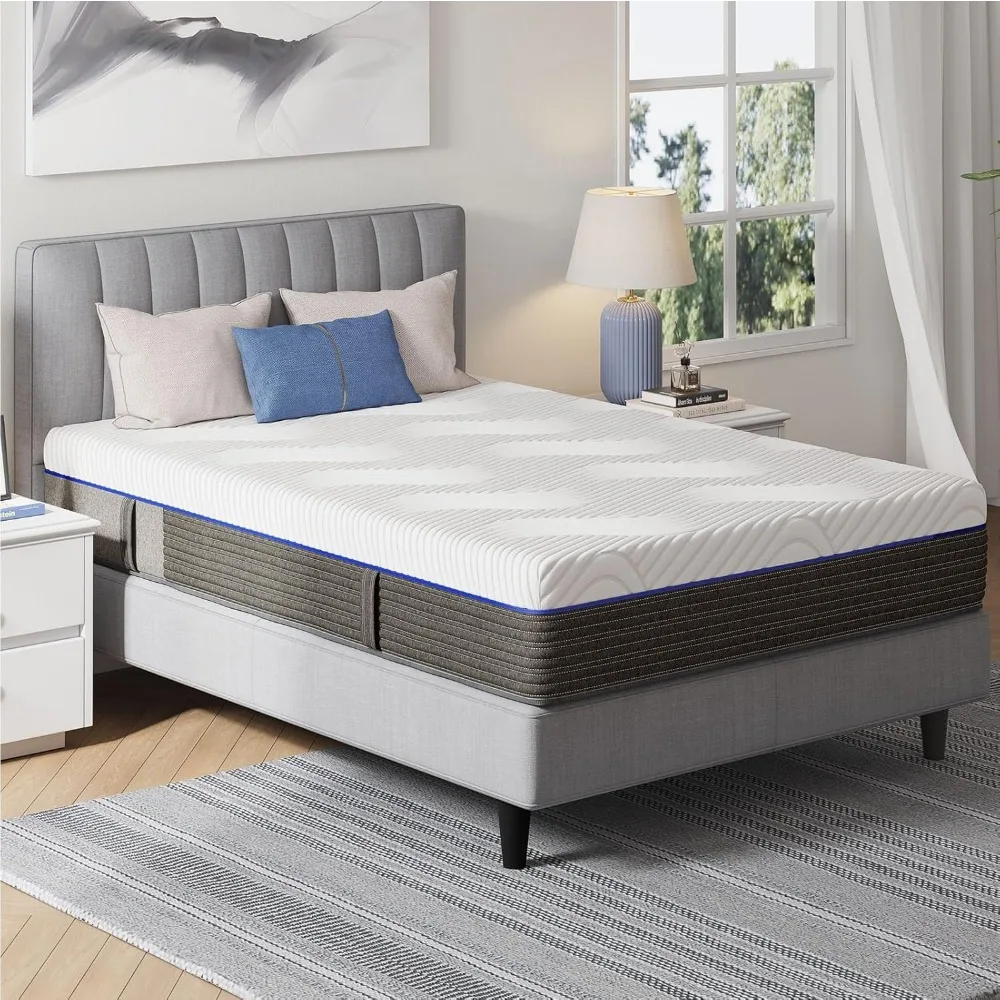 

Twin Size Mattress 10 Inch, Gel Memory Foam Mattress for Pressure Relief, Fiberglass-Free Comfort Mattress, Medium Firm Mattres