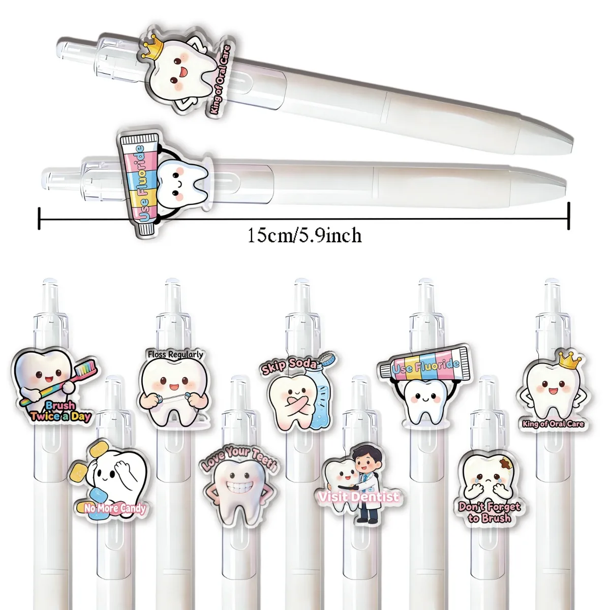 

Набор из 9/18 ручек Tooth Fairy White Pen: круглые шариковые ручки для студентов, офиса и творчества, канцелярские принадлежности