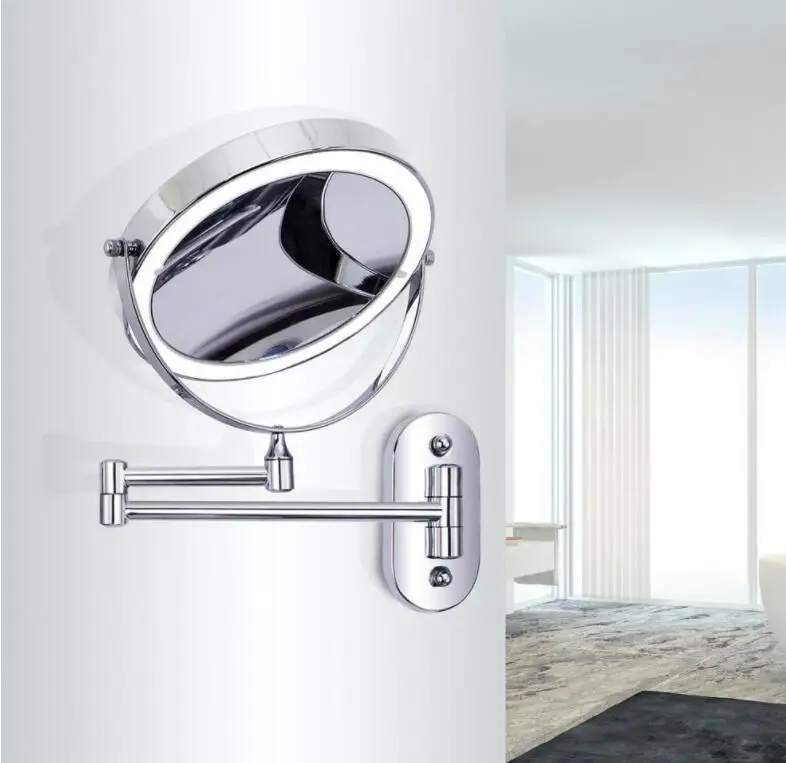 led wall light 7x magnifying lighted makeup mirror Bathroom Wall Mounted Mirror Mural Light Vanity Makeup Bath Cosmetic Mirrors
