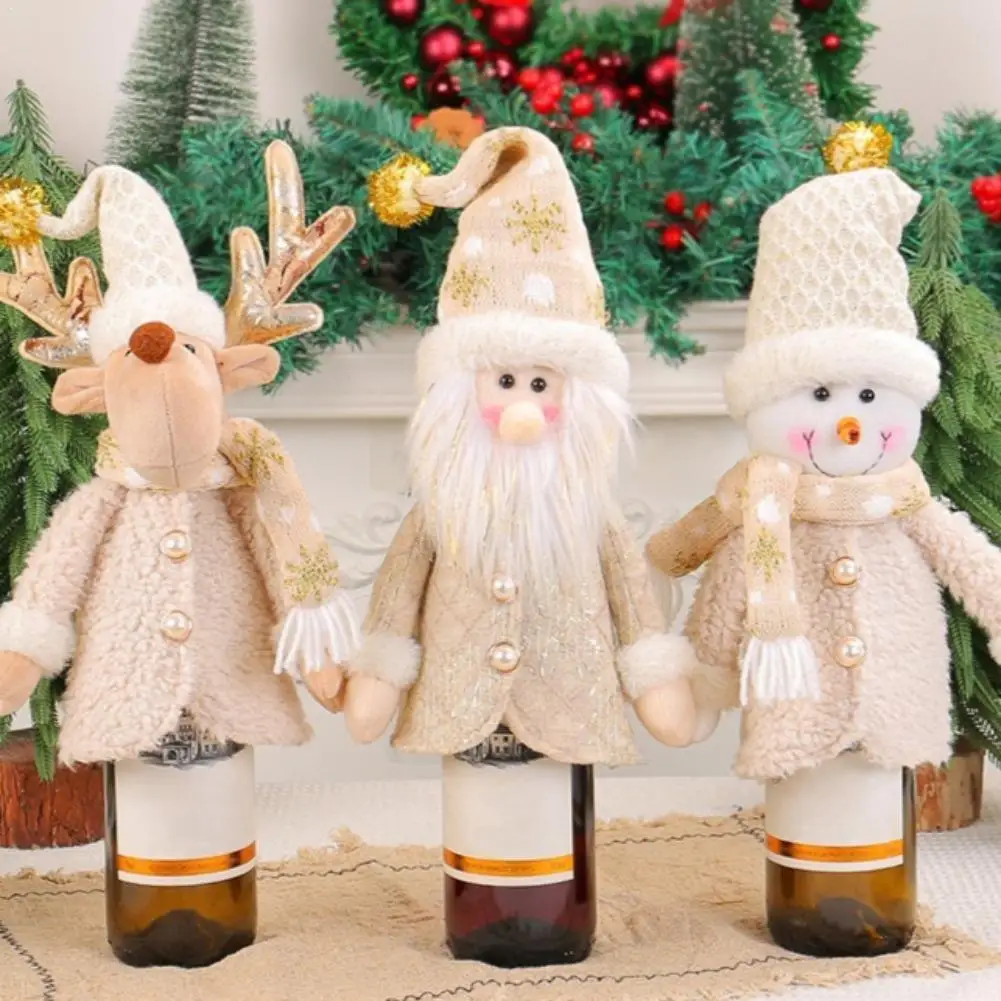 Christmas Wine Bottle Cover Cute Santa Snowman Reindeer Wine Bottle Bags Christmas Table Dinner Decor Holiday Gift Party