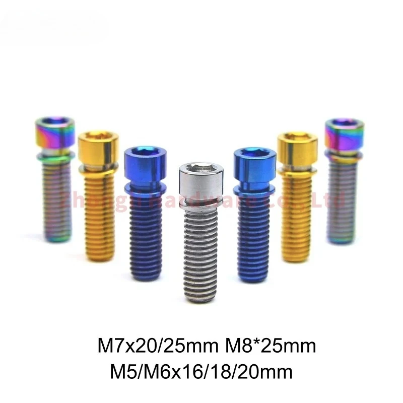 2pcs Titanium Bolts M7 M8 X20 25mm for BMX Stem Brompton Bike Handlebar Clamp Screws, Multi-Color Upgrade Fixings