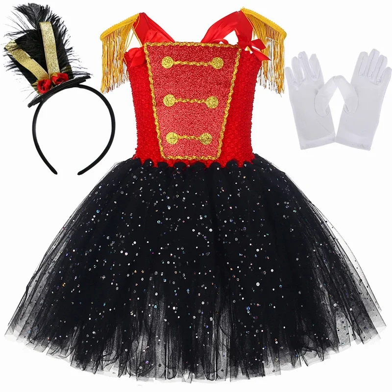 Nutcracker Soldier Girls Costumes Kids Halloween Christmas Tutu Dress Girl Circus Ringmaster Cosplay Dresses for Birthday Party