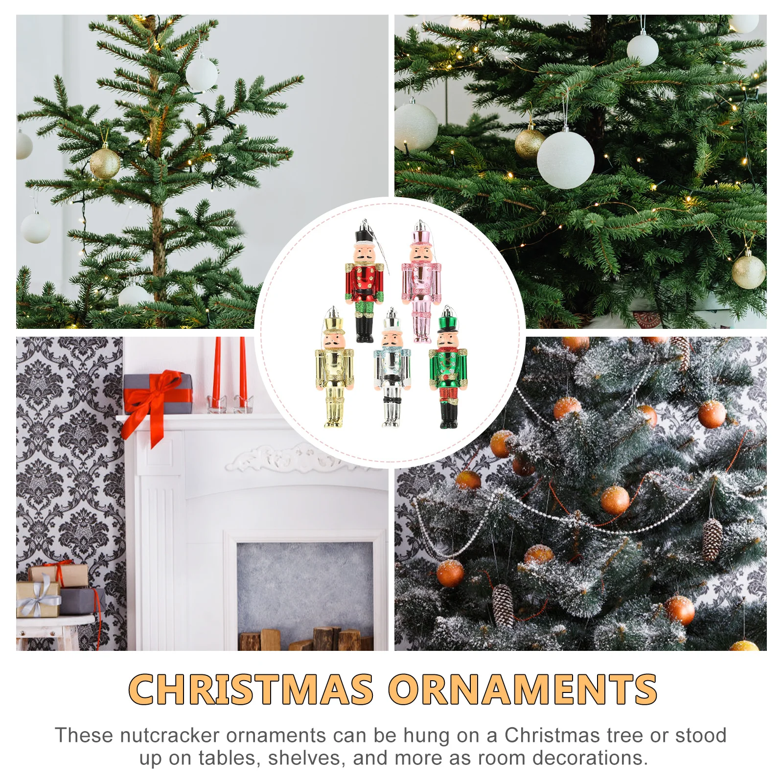 

5pcs Soldier Christmas Ornament Hanging Nutcracker Decor Plastic Xmas Tree Pendant Festival Decoration Desktop Holiday Craft