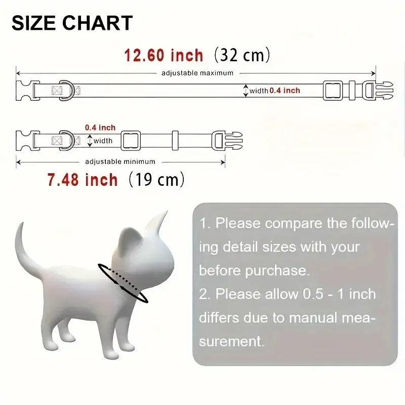 Personalisiertes Reflektierendes Katzen-Sicherheitshalsband mit Kostenloser Gravur, Verstellbares Individuelles ID-Etikett, Nylon-Halsband für Welpen und Kätzchen – Detail 2