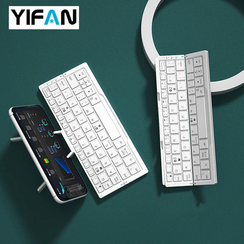 Mini Folding Bluetooth Wireless Keyboard for Tablet & Phone , Aluminum Alloy Housing with Slot Portable and Lightweight