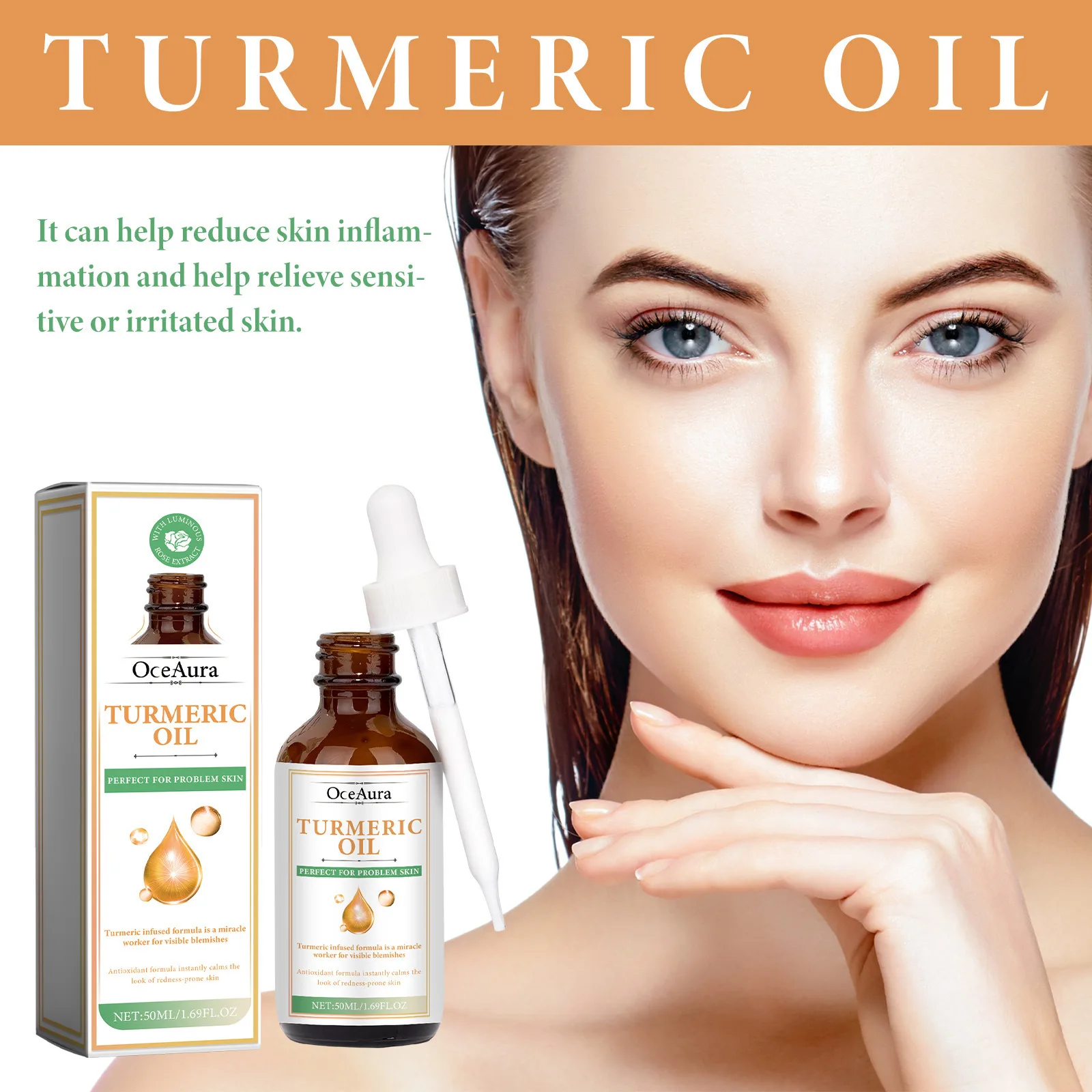 Turmeric Essential Oil Remove Dark Spots Dullness Anti Aging Reduce Acne Repair Redness Whitening Moisturizing Shrink Pore Serum