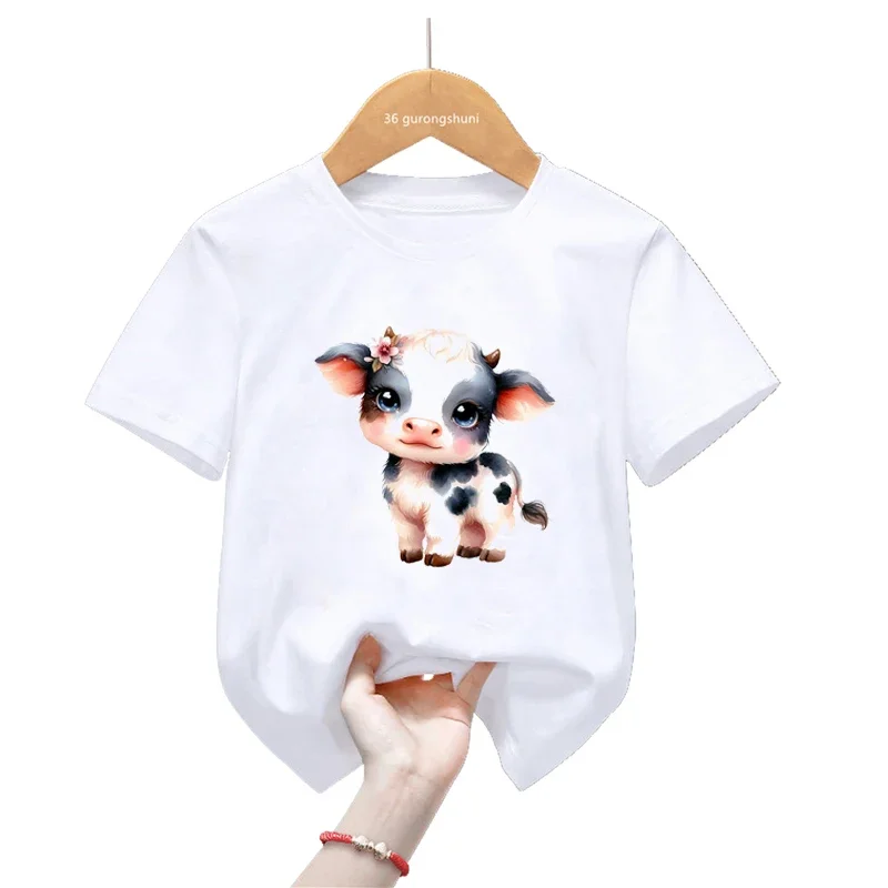 

Cute Kids Clothes Cows Love Ice Cream Print T Shirt Girls/Boys Sheep/Yorkshire Tshirt Harajuku Shirt Summer Fashion T-Shirt