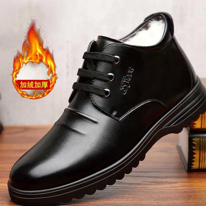 

Winter Men Shoes 2025New Casual Leather Shoes Winter Plush Cotton Shoe Warm Business Office Shoes Men's Ankle Boots Botas Hombre