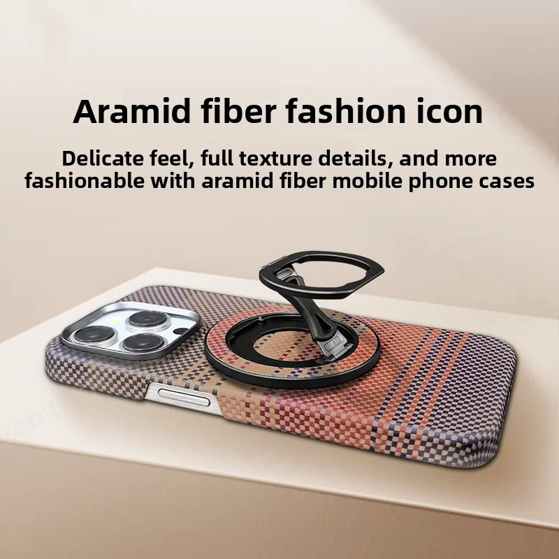 

Premium Kevlar Magnetic Phone Ring Holder - 360° Rotatable Aramid Fiber Mount with Magnetic Base