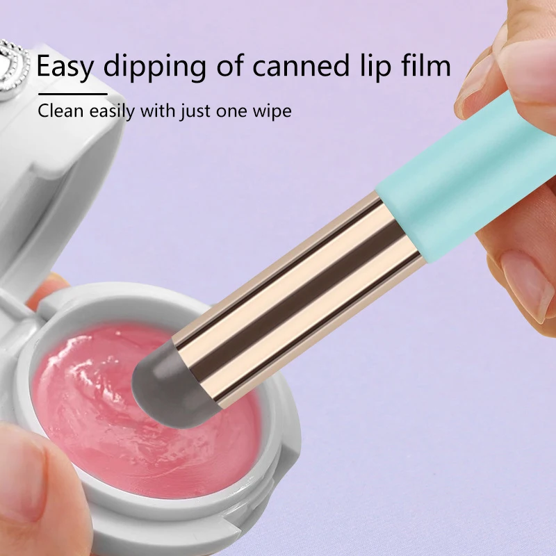 1Pc Silicone Lip Brush With Lid Round Head Makeup Brush Lipstick Applicator Multi-Use Mini Concealer Brush Portable Makeup Tool