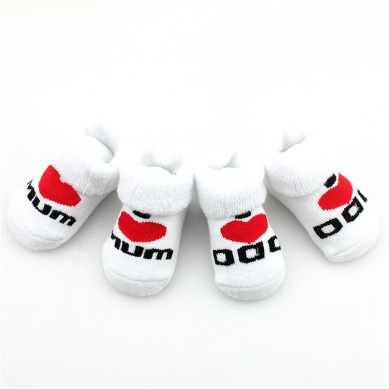 Spring Cotton Mini Cute White Girls Boys Love Dad Mum Newborn Kids Stitch Socks for Toddler Baby Home Floor Bedding Cheap Stuff