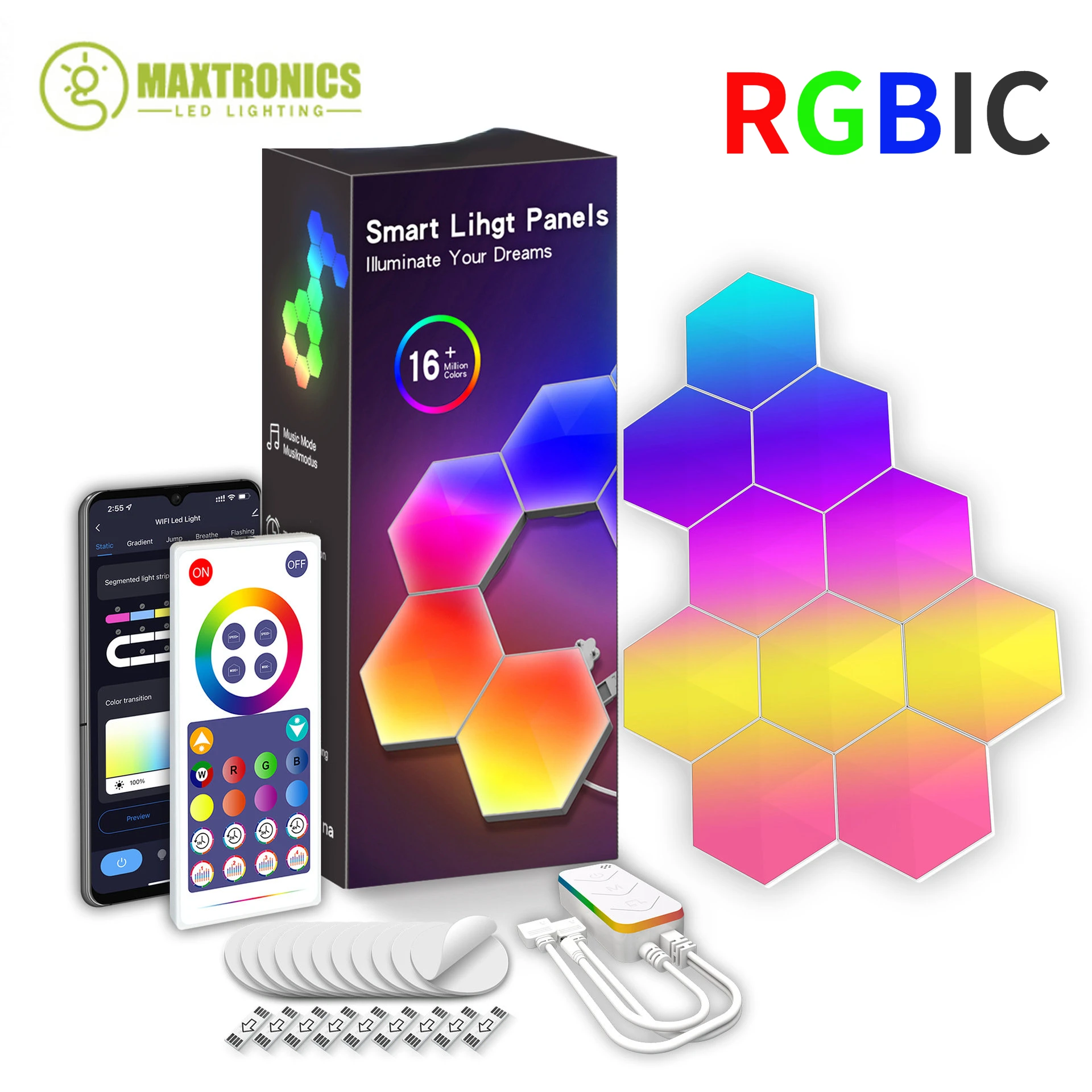 Tuya wifi bluetooth rgb led hexágono lâmpadas quânticas painel de luz parede interior app luz da noite para computador jogo quarto decoração lâmpadas