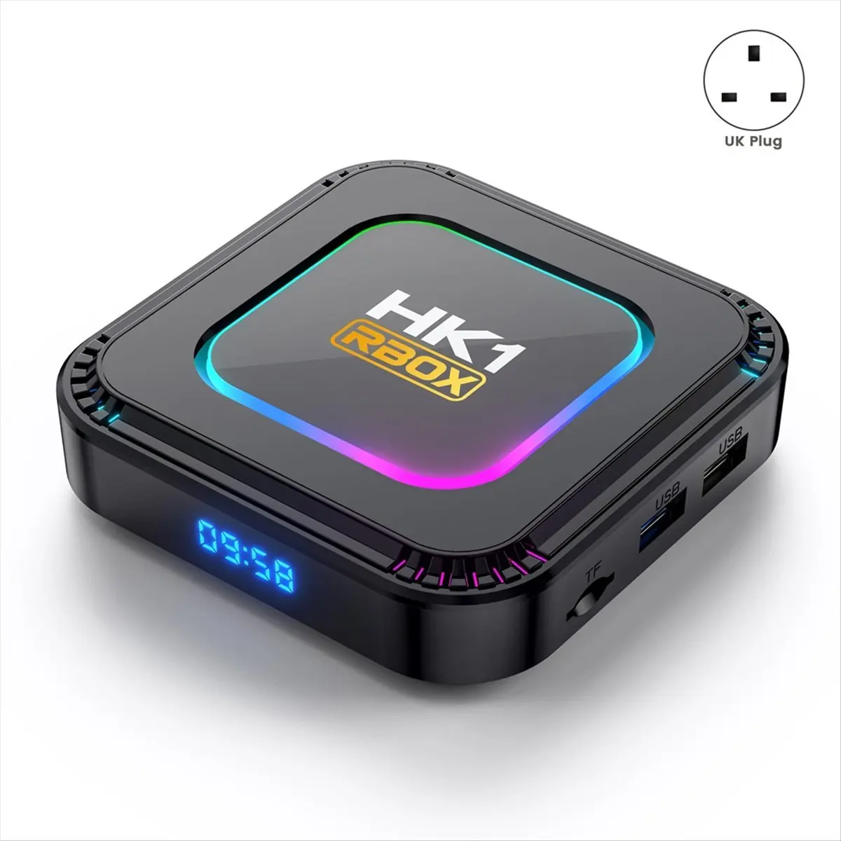

4+32G Smart TV Box Android 13 RK3528 HDR10 8K RGB Light BT 5.0 Wifi6 Voice Media Player TV Box UK Plug
