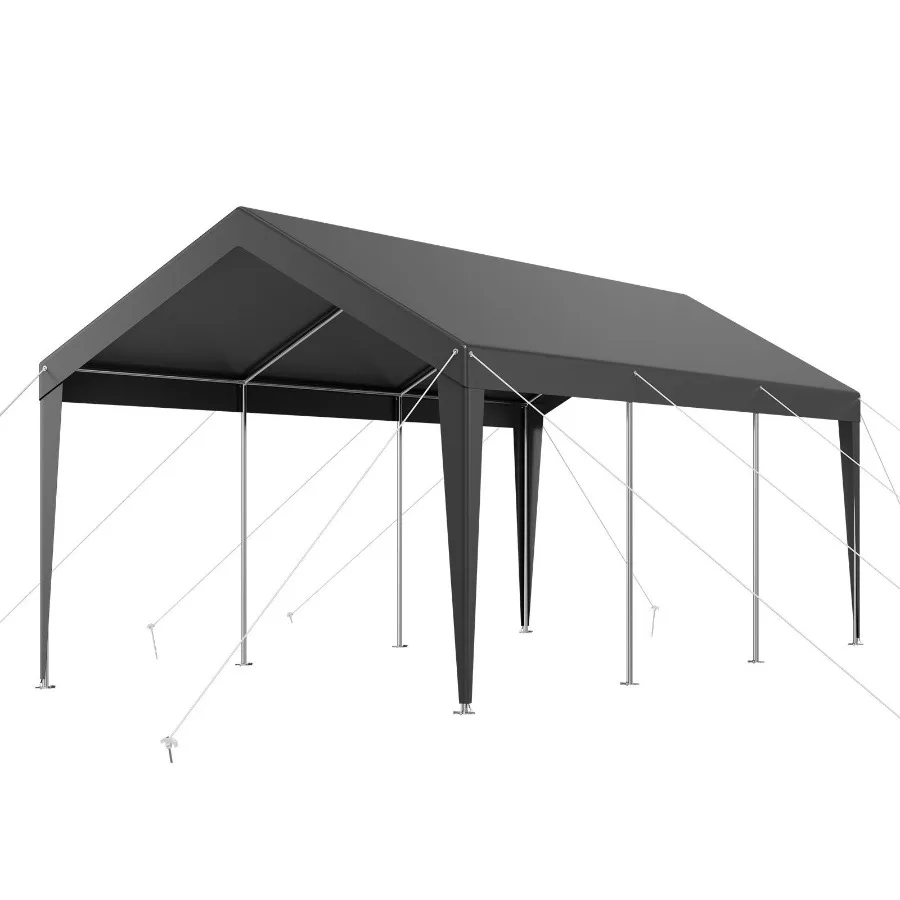 

Carport Car Canopy 10 x 20 FT Heavy Duty Portable Car Garage Shelter Tent Grey