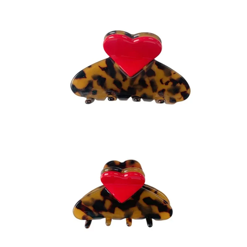 New Creative Design Splicing Tortoise Shell Acetate Hair Clip Sweet Cute Heart Shark Clip For Girls Hair Accessories