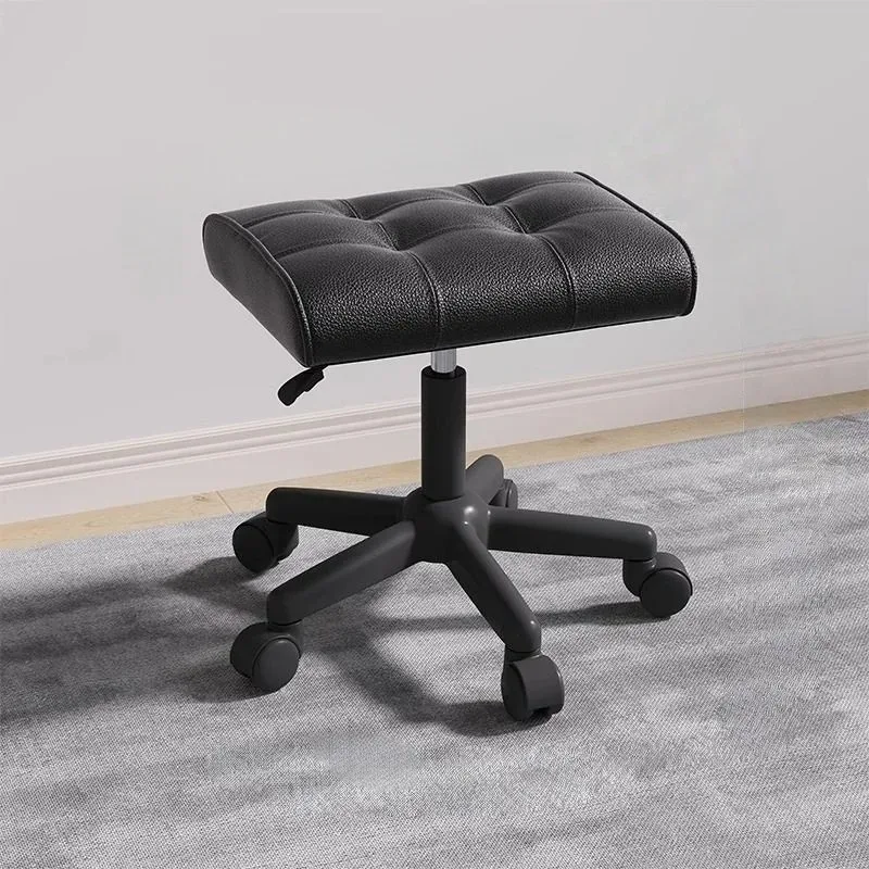Adjustable Height Office Chair Rest Foot Lift Footstool 360° Rotating Chair Portable Stool PU Leather Computer Desk Chair