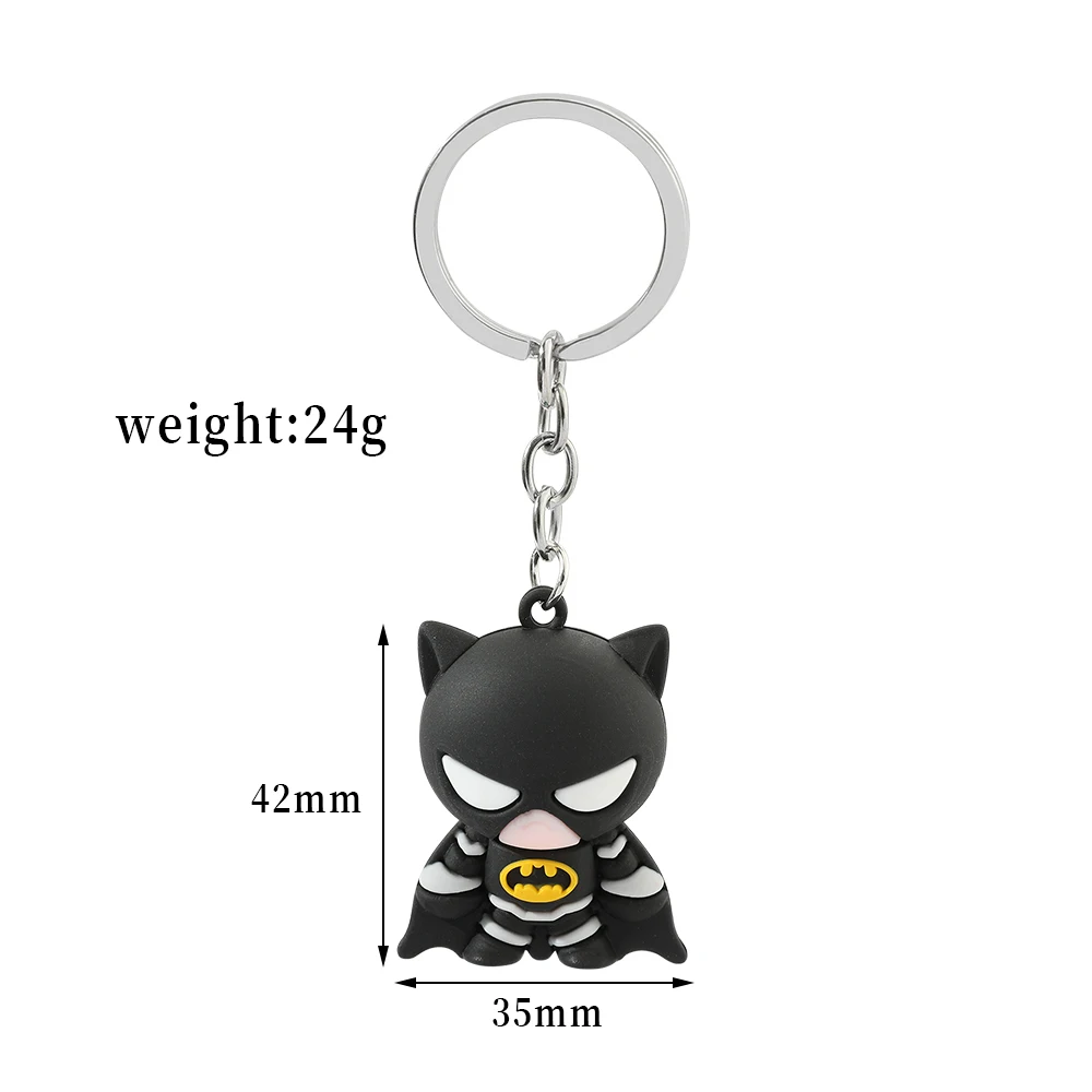 Marvel Cartoon Keychain Iron Man Bat Hulk Thor Anime Avengers Key Ring Figure Silicone Car Key Jewelry Toys Gift image 5