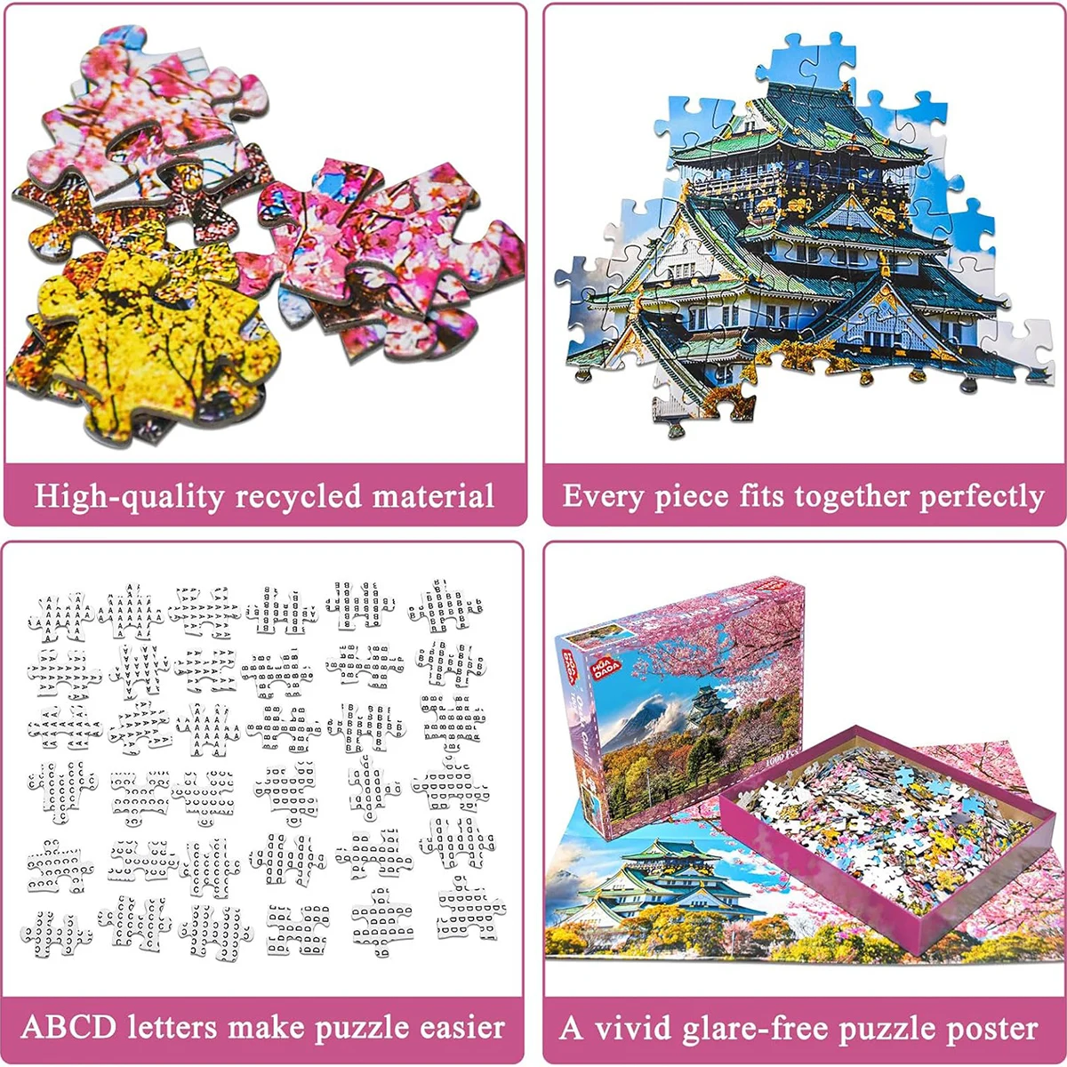 1000 Piece Puzzles for Adults Cherry Blossoms in Osaka Castle, Japan Jigsaw Puzzles Educational Games Colorful Puzzles