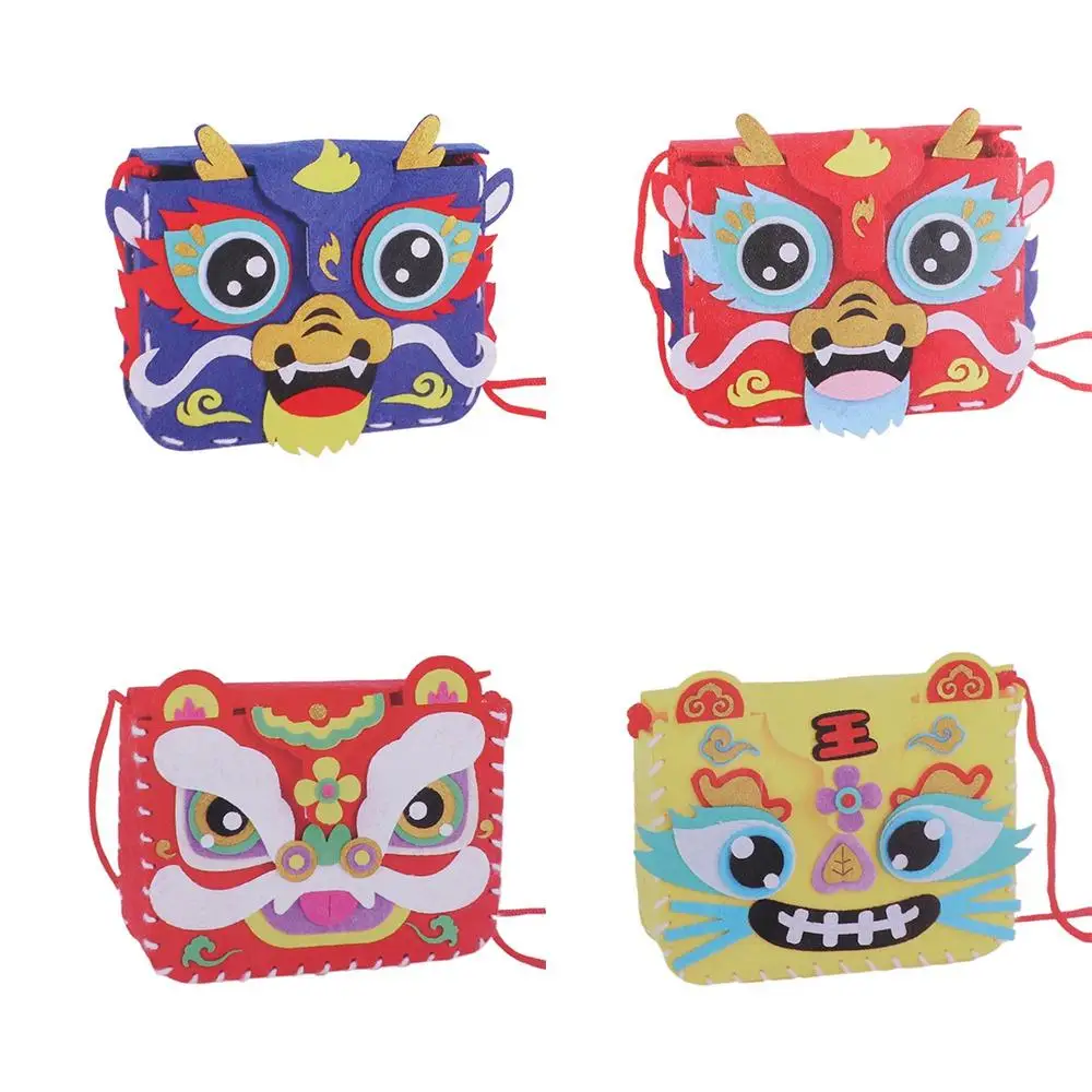 Non-woven Fabric DIY Lion Dance Bag Chinese Style House Decoracion DIY Dragon Bag Toy Lucky Dancing Lion