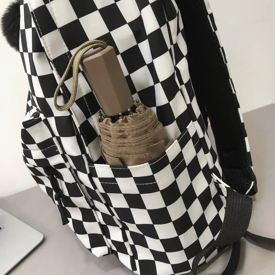 Fashion Plaid Backpack Waterproof Leisure Shoulder Bag Unisex Laptop Bookbag Travel Rucksack