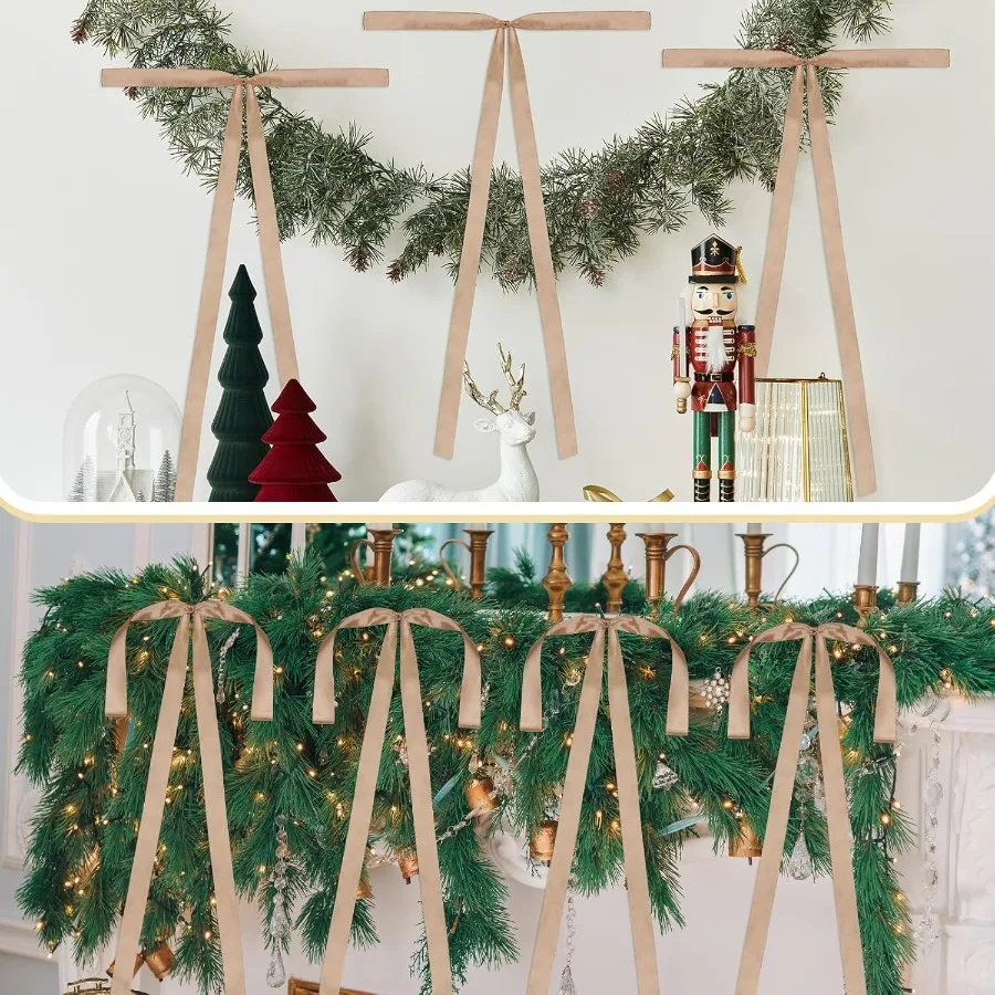 12 lazos navideños de satén de 24.0 x 12.0 in, lazo grande para corona de árbol de Navidad, boda en casa y decoraciones interiores y exteriores
