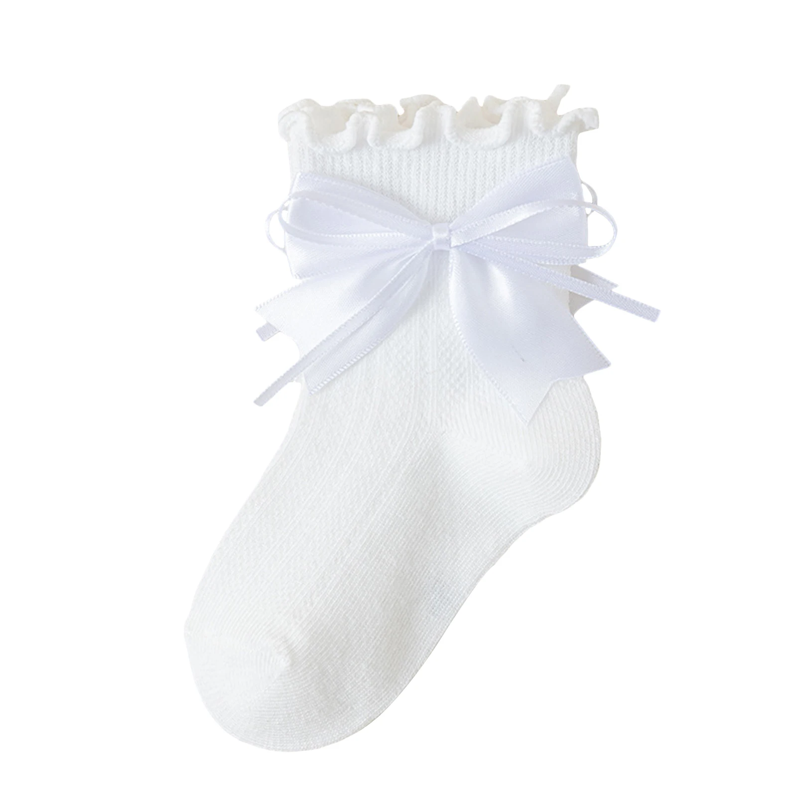 

Носки до колена для маленьких девочек с декором в виде галстука-бабочки, однотонные милые вязаные носки принцессы