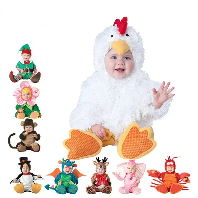 New Baby Rompers Winter Animal Pirate Dinosaur Penguin Santa Claus Deer Toddler Christmas Carnival Halloween Elf Costume