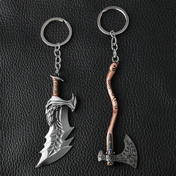 Creative ACT Game God Of War Keychain Jewelry Mini Anime Weapon Cartoon Figure Enamel Keyring Trendy Alloy Key Holder Accessory