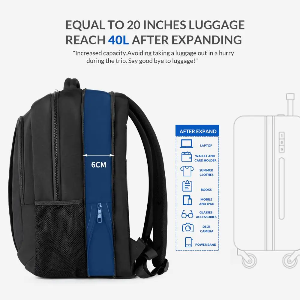 Mochila para hombre con garantía de por vida, mochila para ordenador portátil de 17,3 pulgadas, bolsa de viaje de gran capacidad de 39L, bolsas antirrobo para la escuela