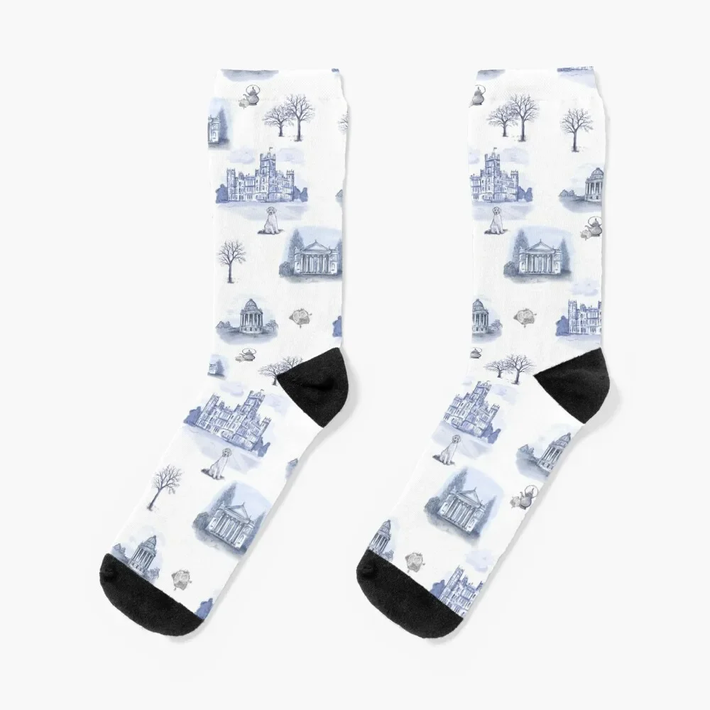 Downton Abbey inspired Toile Socks sheer floral winter gifts Socks Man Women's