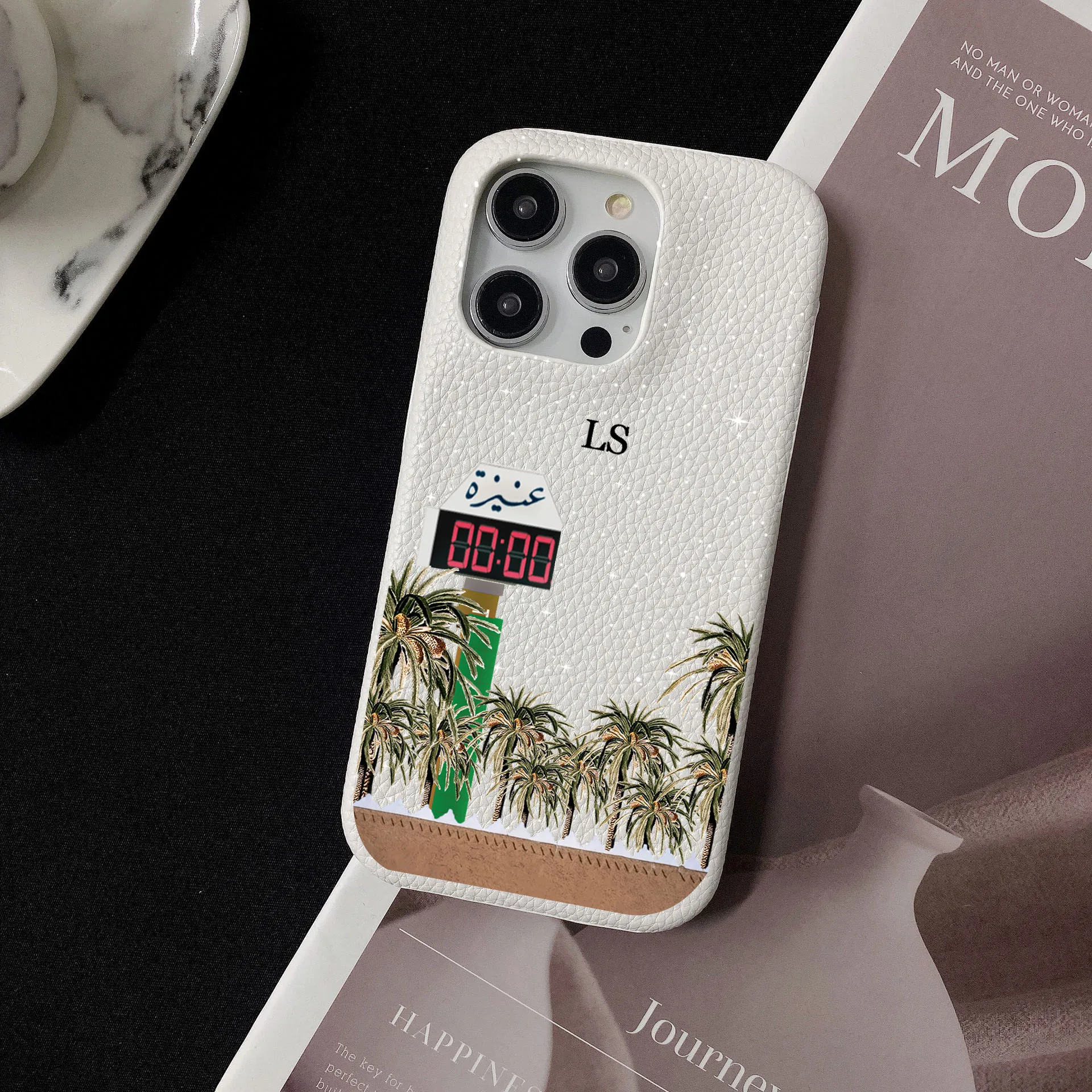Personalised Inevitable Initial Kafr Letters Name Leather Case for iPhone 11 12 14 13 15 Pro Max Mini 16 Plus Luxury Hard Covers