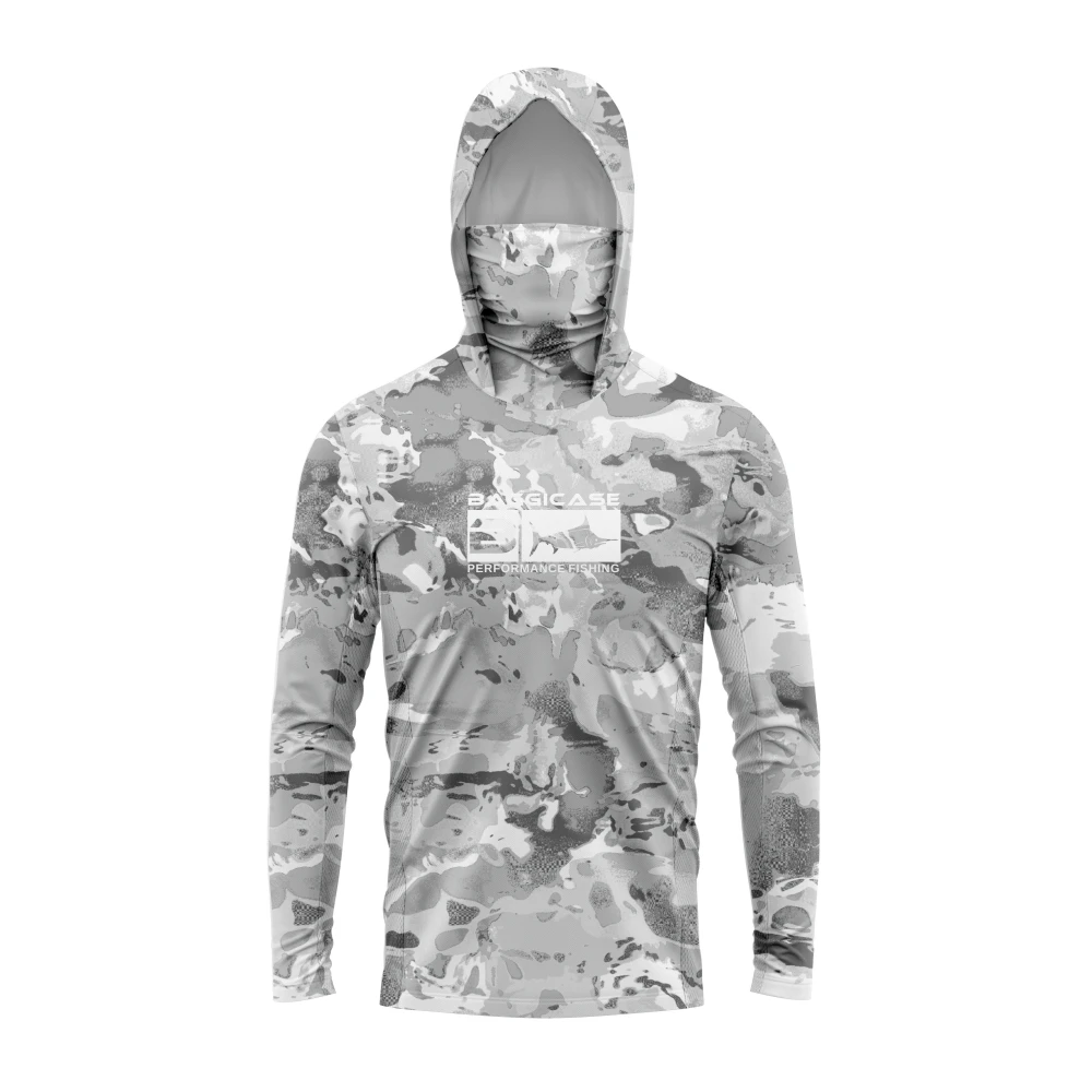 BAGGICASE 2024 new summer camouflage anti-ultraviolet UPF50 quick-drying breathable long-sleeved hooded mask fishing clothes