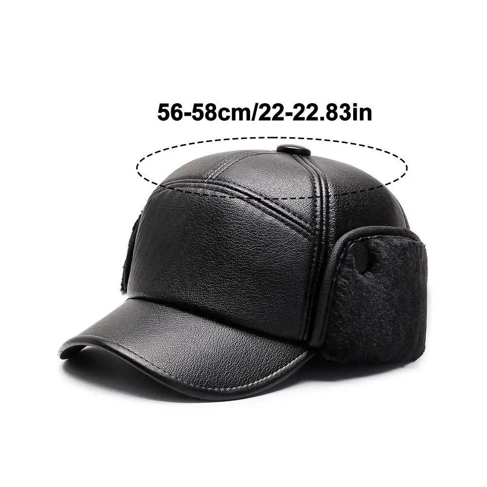 Gorro de invierno para hombre de mediana edad y ancianos, gorro de piel grueso y cálido para exteriores, estilo casco de motocicleta, calentador de cuello, sombrero de lengua de pato
