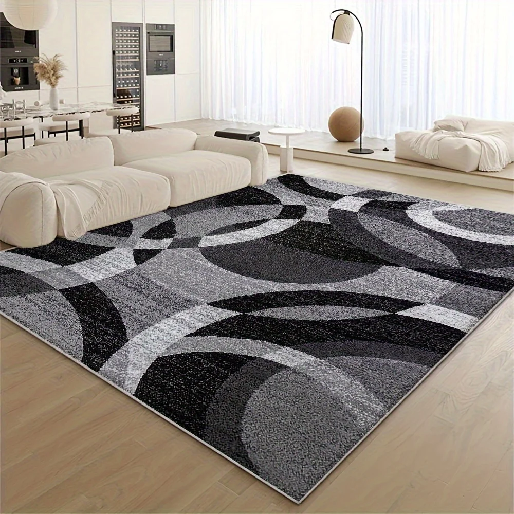 VIKAMA Modern Geometric Rug Stain-Resistant & Non-Slip Bedroom Entrance & Bedside Mat Living Room Sofa Rug Home Decor