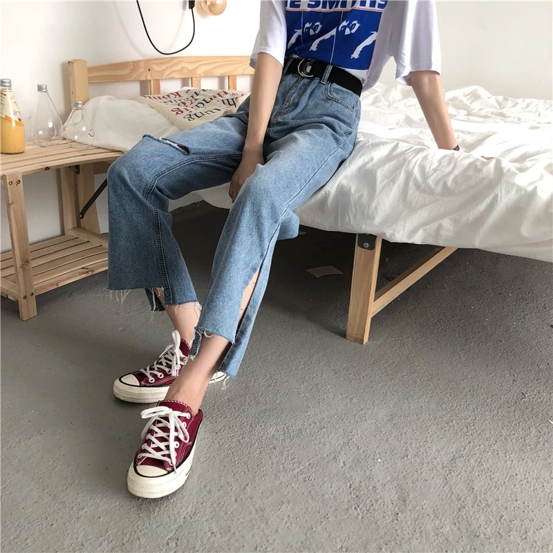 2023 Women Y2k New Blue Jeans Loose Harem Soild Color Long Trousers Korean Female Loose Jeans Pants Harajuku Casual Streetwear