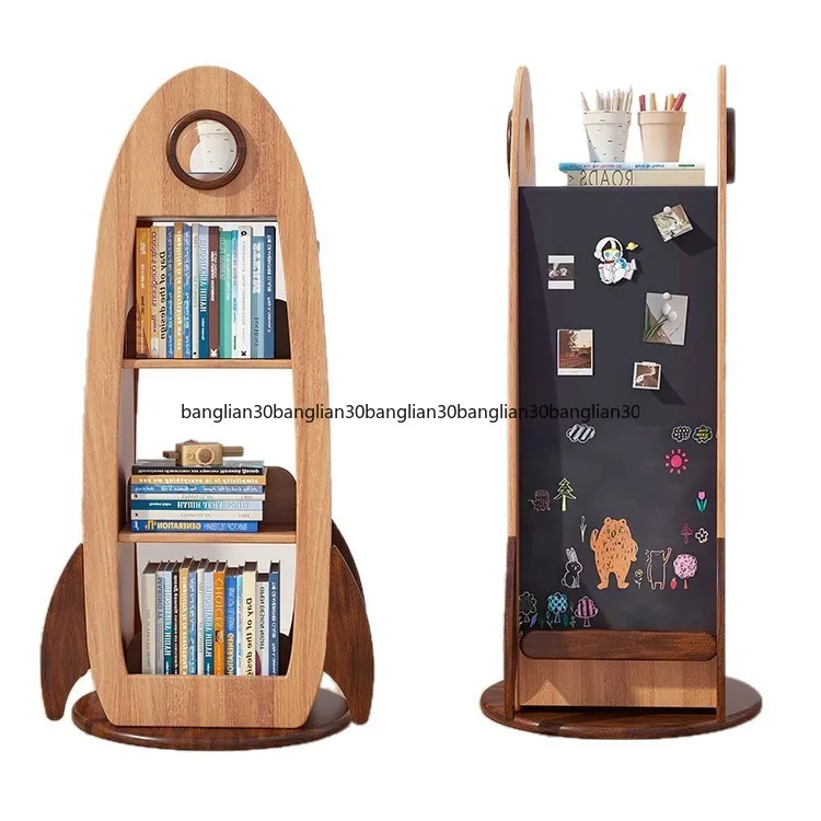 Solid Wood Rotating Picture Book Rack Children's Storage Bookcase Bookcase