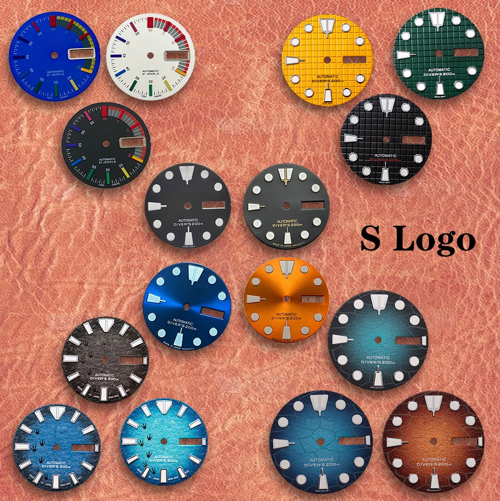 28.5mm S Logo Diver's automatic Dial OR 5 S Logo Dial Suitable for NH36 Movement Green Luminous Watch Modification Accessories