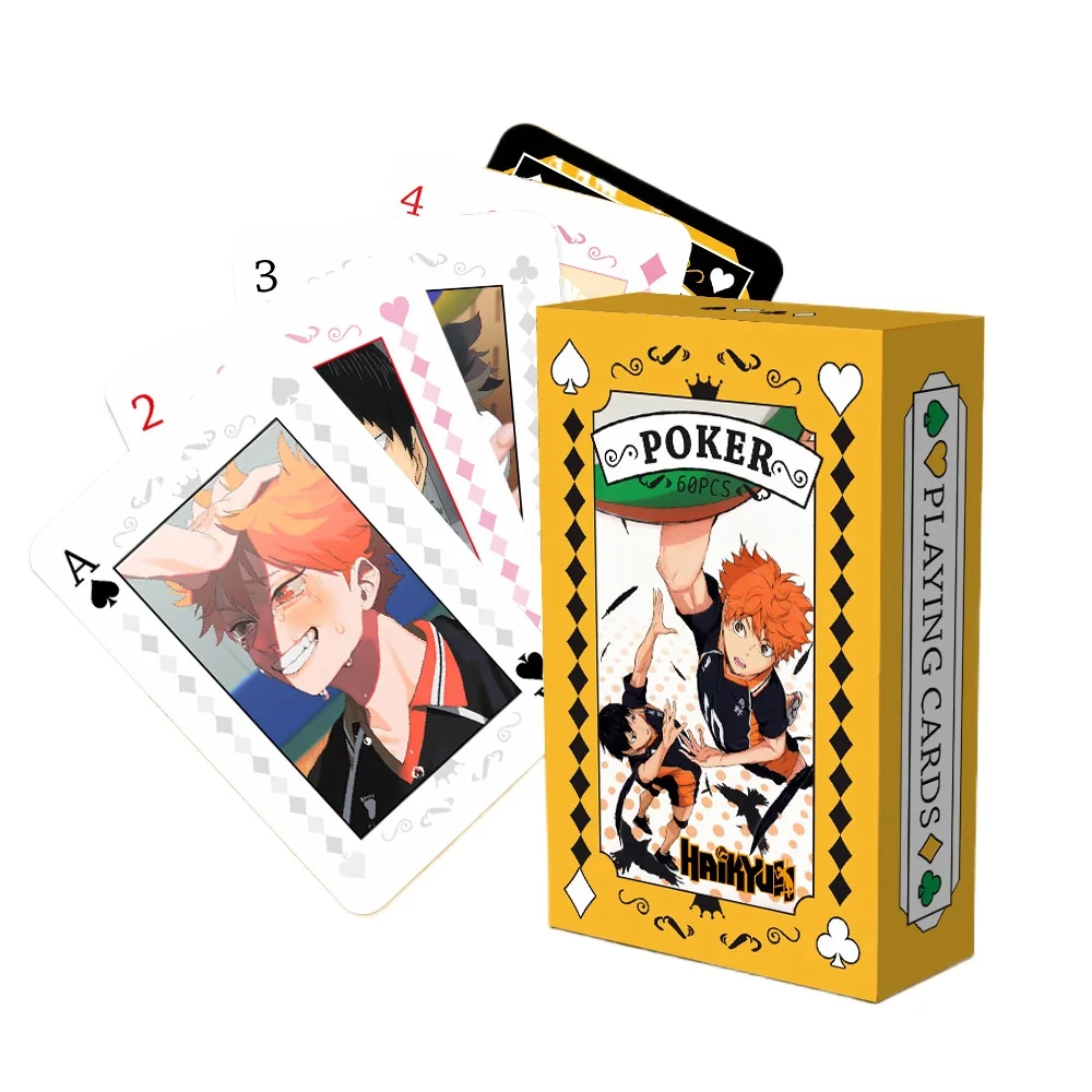 Anime poker brinquedo haikyuu cartas de jogo de tabuleiro hinata shyouyou kageyama tobio cosplay capa dura presente de coleção