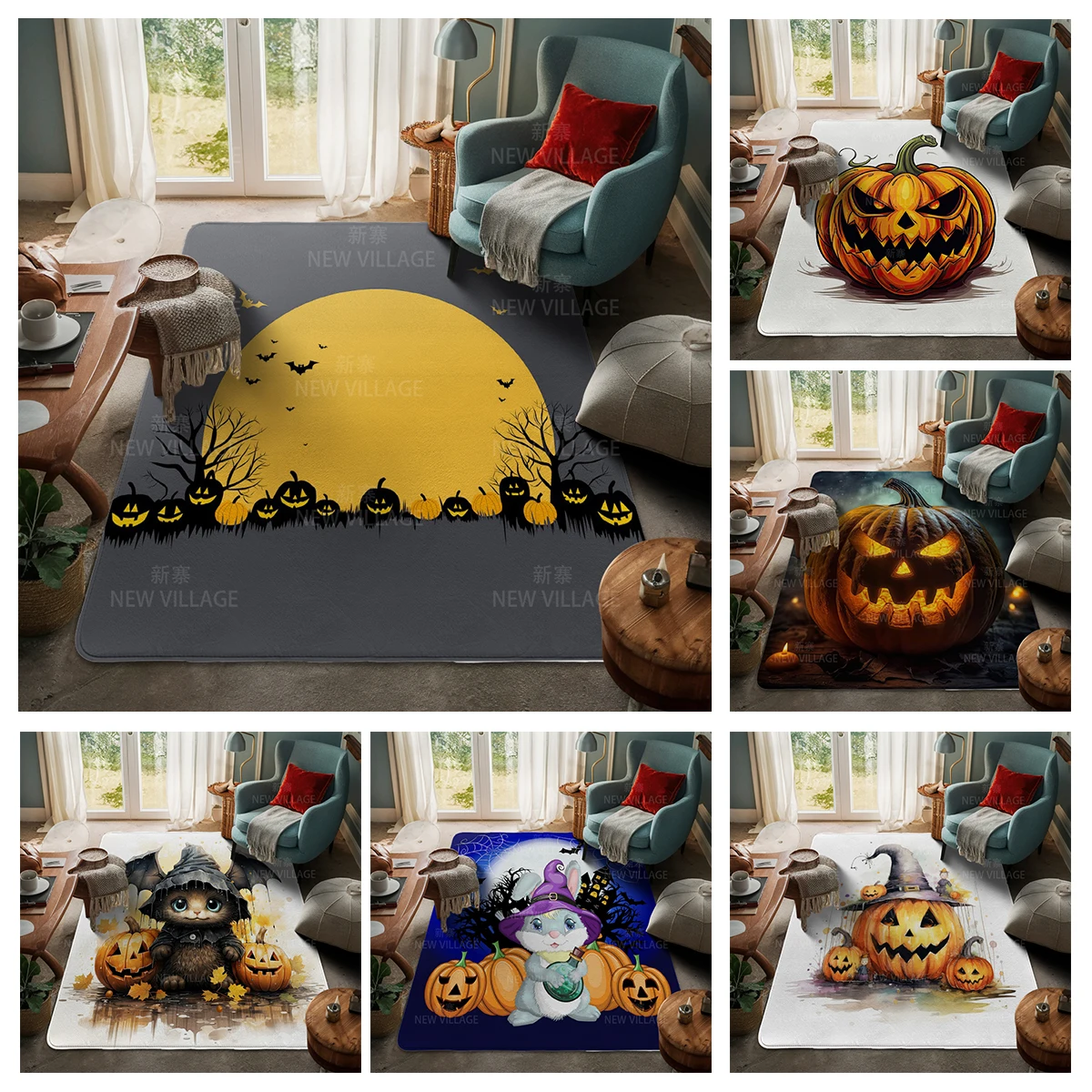 House entrance carpet Home door mat Living Room Bath Foot bathroom non-slip water absorption rugs Halloween Autumn Pumpkin cute