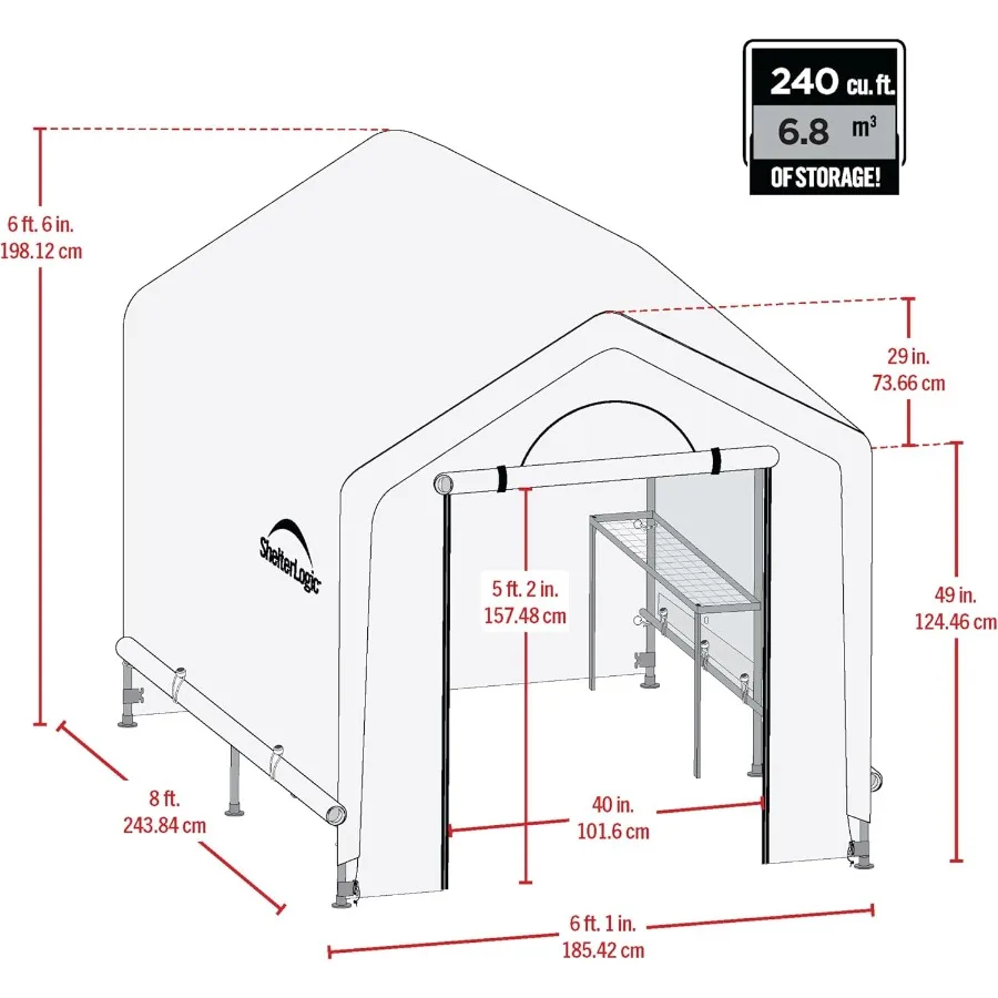 GrowIT Greenhouse Peak Roof Style Backyard Grow House with Integrated Shelving