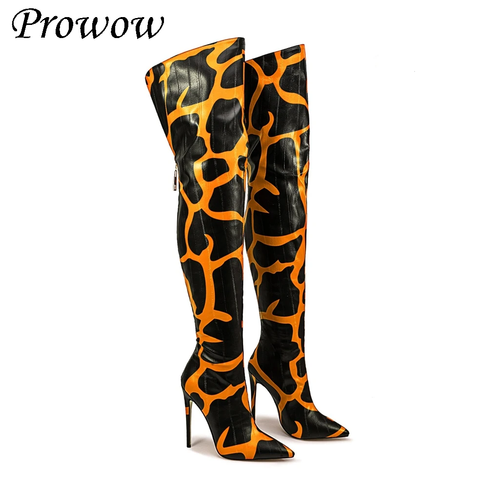 

Новые сапоги выше колена с острым носком и застежкой-молнией сзади, женская обувь Zapatos Mujer