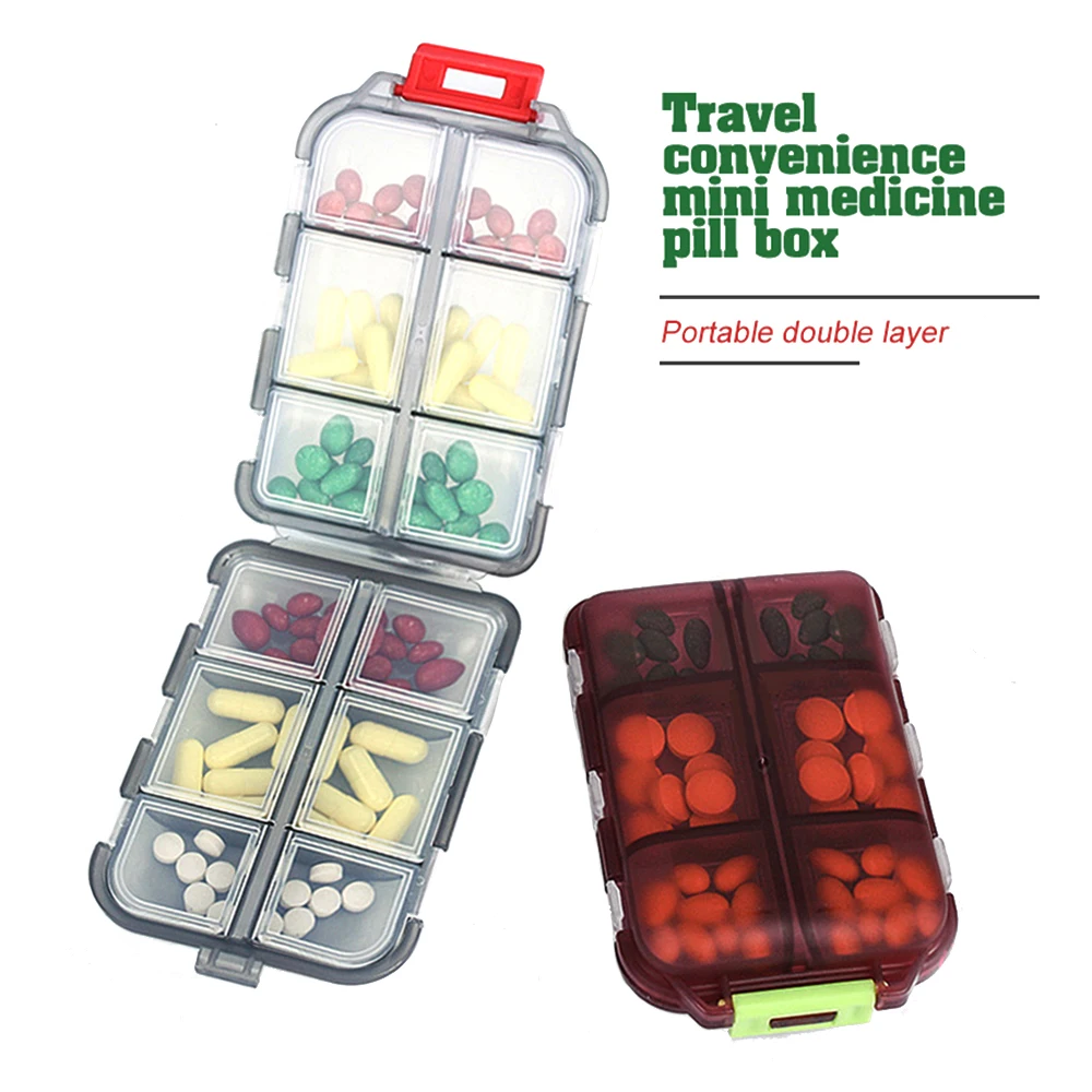 Tcare Portable Pill Case Folding Medicine Drugs Pills Capsule Tablet Container Boxs Plastic Empty Drug Organizer Pillbox Cases