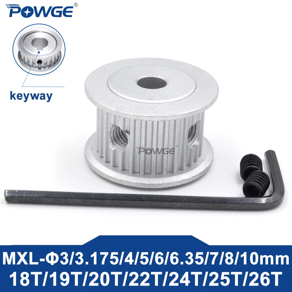 Poowge 18 19 20 22 24 25 26 dentes mxl polia dentada furo 3/4/5/6/6.35/8/10mm para largura da correia 6/10mm 18t 19t 20t 22t 24t 25t 26t