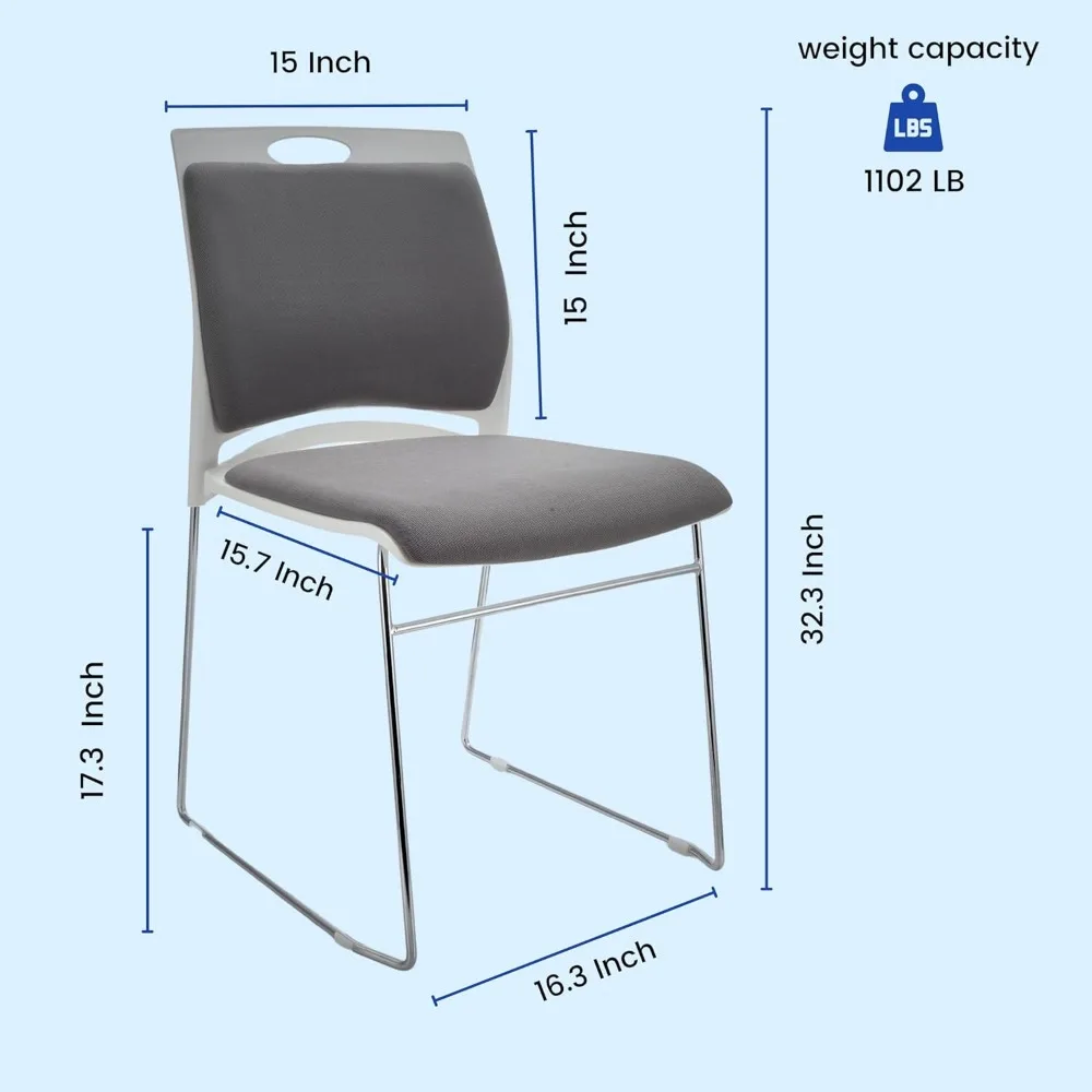 Stacking Chairs 1102LB Capacity Home Office Guest Chair Set with Sled Base,Modern Reception Chair for Kitchen,Waiting Room