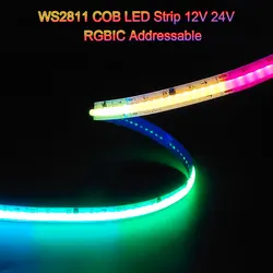 WS2811 COB LED Strip 12V 24V RGBIC Addressable 360LEDs/m High Density Dream Color FOB Smart Pixel Flexible Led Tape Lights RA90