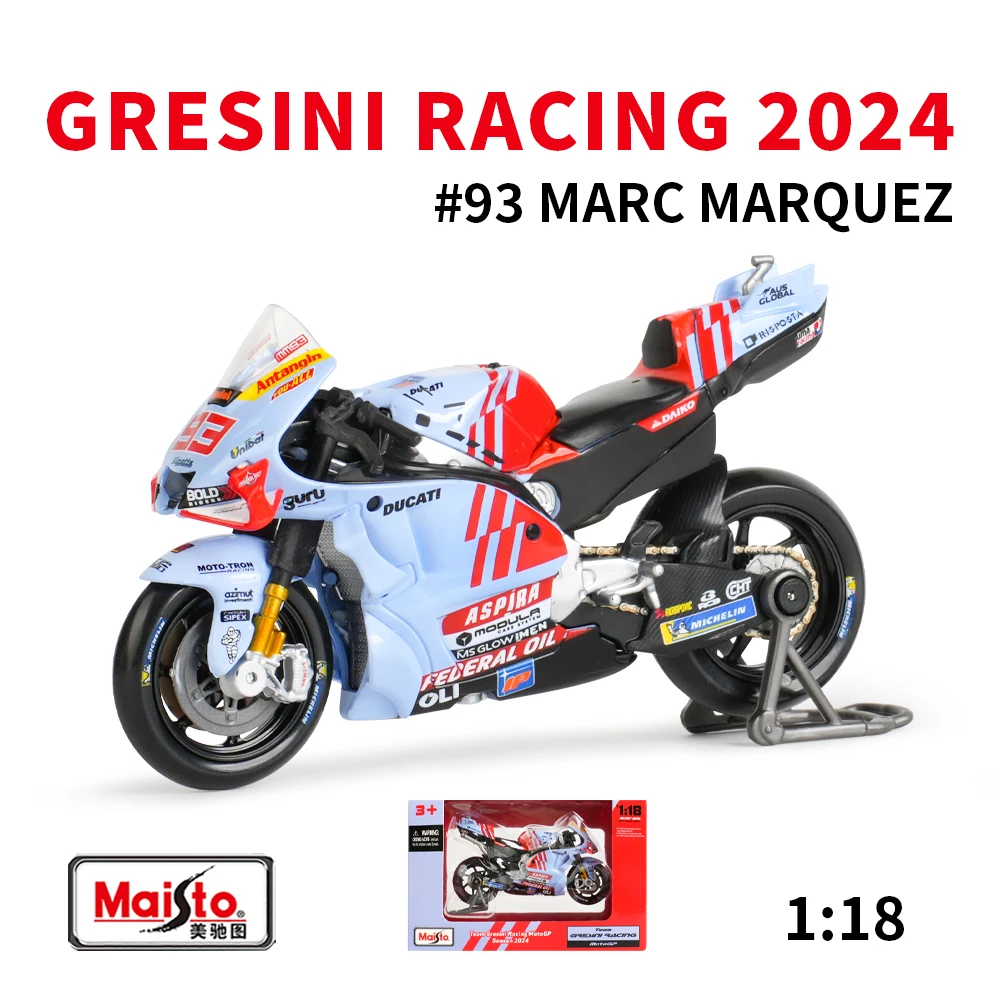 Maisto 1:18 Gresini Racing 2024 GP Racing Repsol Team Druckgussfahrzeuge, Sammlerstück, Motorradmodell, Spielzeug